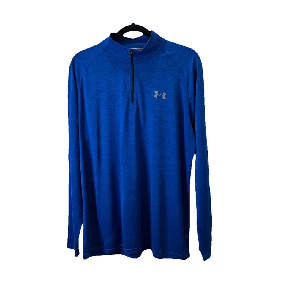Under Armour Pullover Mens L Large Blue Long Sleeve Quarter Zip Mock Training